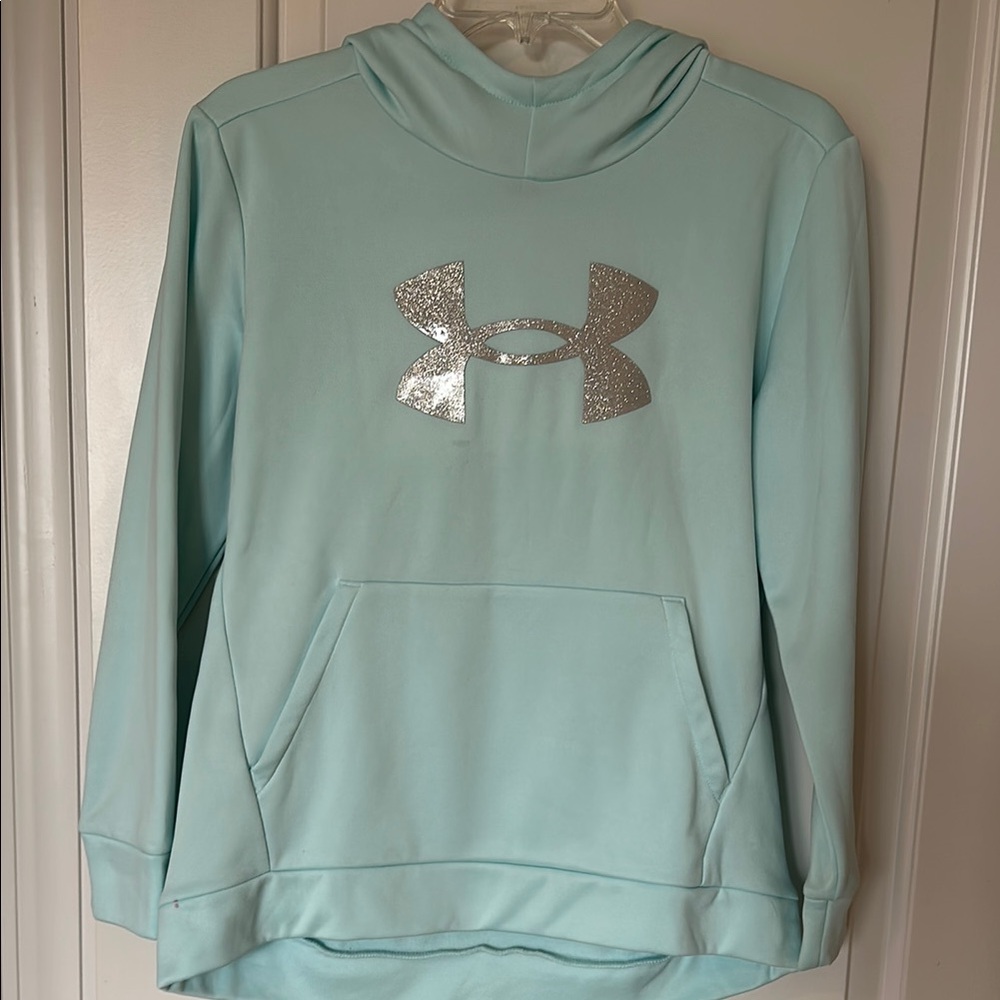 Under Armour Light Blue Hoodie with Silver Logo